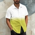 thumbnail image 2 of JUUYY Men's Summer Shirt Button Down Casual Trendy Gradient Print Beach Shirt Loose Lapel Short Sleeve Casual Vacation Shirt Tops Yellow XXL, 2 of 6