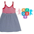 thumbnail image 6 of Kidsy Toddler Baby Girls Nautical Striped Peruvian Cotton Dress – Strappy, Loose-Fit, Long Skirt, Whte/Crimson/Midnight, 6, 6 of 11
