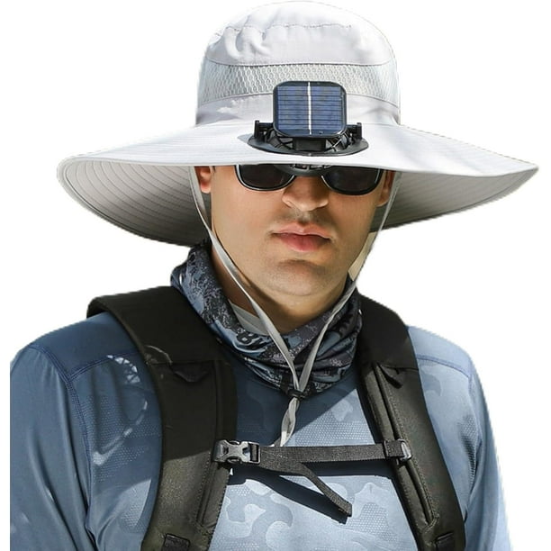 Sombrero de ventilador solar Laviscent, ventilador solar de ala ancha, sombrero de pesca al aire libre, solar y de carga, sombrero con ventilador incorporado