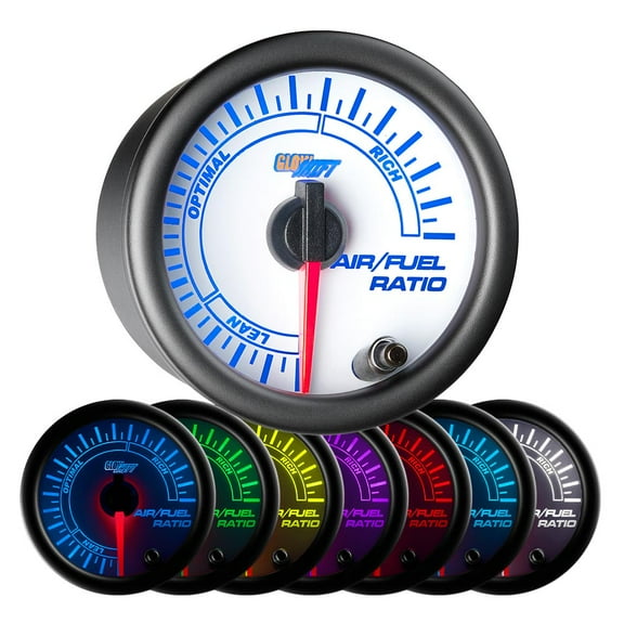 GlowShift | White 7 Color Series Narrowband Air Fuel Ratio Gauge for Cars and Trucks