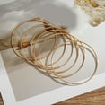 thumbnail image 6 of TNOBHG Gold Glossy Bracelet Vintage Irregular Bracelet Set Exaggerated Wide European Retro American Personalized Gold Glossy Zinc Alloy Bangle for Women, 6 of 8