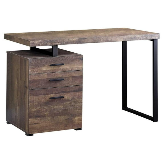 HomeRoots Decor 23.75-inch x 47.25-inch x 30-inch Brown, Black, Particle Board, Hollow-Core, Metal, - Computer Desk