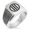 thumbnail image 1 of Stainless Steel Narita Samurai Crest Needle Stripe Pattern Biker Style Polished Ring, 1 of 1
