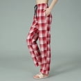 thumbnail image 3 of Pantalones de dormir a cuadros de algodón puro para mujer, ropa de dormir femenina, pijama de talla grande, pantalones para el hogar, 3 of 4