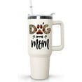 thumbnail image 4 of 40oz Dog Mom Tumbler with Handle & Straw - Vacuum Insulated Stainless Steel Travel Coffee Mug, Paw Print Design - Gift for Dog Lovers Women, 4 of 6