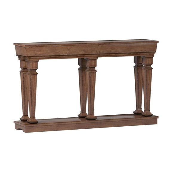 Wooden Console Table with One Bottom Shelf, Oak Brown