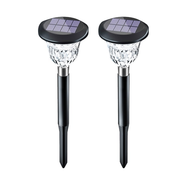 2 uds luces LED solares de estaca con sombra blanco cálido y colorido paisaje luces de encendido/apa Tomshoo 2 piezas
