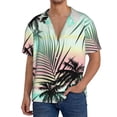 thumbnail image 1 of Balery Tropical Summer Palm Camisa Casual de Manga Corta con Botones para Hombre, Texturizada, Estilo Cubano, para Playa, Verano-Small, 1 of 5