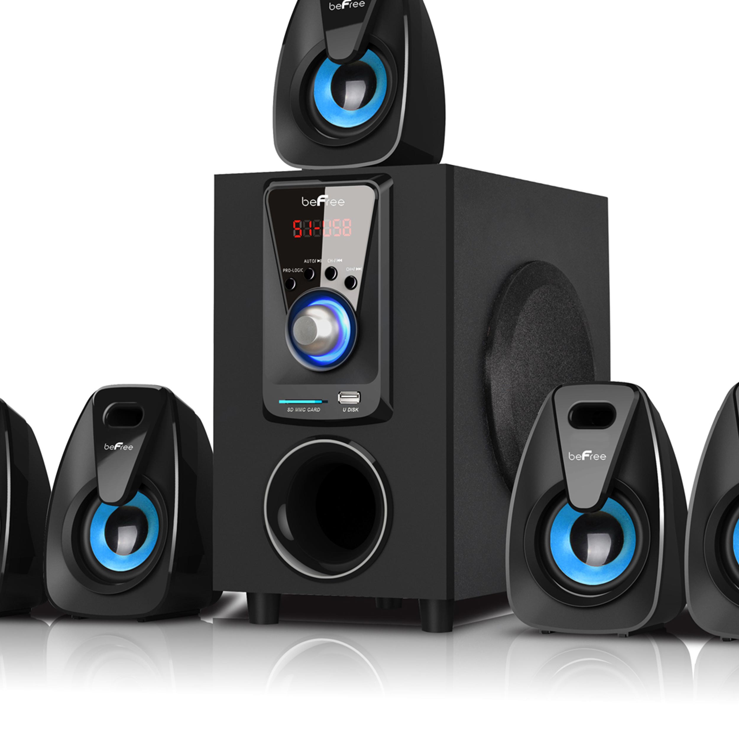 beFree Sound 5.1 Channel Surround Sound Bluetooth Speaker System- Blue - image 2 of 5