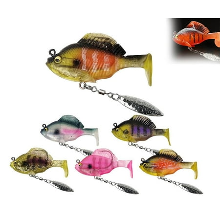Multiple Pre-Rigged Jig Head Soft FishingLures Bluegill Bionic Swimming Bait Pre-Rigged Jig Head Paddle Tail Swimbaits Fishing Bait for Freshwater Saltwater Lures for Bass B 14g