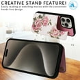 thumbnail image 5 of ELEHOLD Wallet Case for iPhone 13 Case Beautiful Flower Floral Pattern with Back Card Holders Magnetic Button RFID Blocking Shockproof Protective Stand Case for iPhone 13,D, 5 of 7