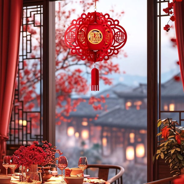 Farol Chino Decorativo Tradicional Lanternas Año Chino Adorno Colgante Primaveral Personaje Fu Creativo Material Tela No Tejida Adecuado para estilo B