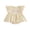 Beige, variant on Newborn Baby Girl Summer Clothes Cotton Linen Romper Dress Cute Bow Embroidered Ruffled Trim Crew Neck Flying Sleeve A Line Dress