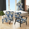 thumbnail image 1 of Designart "Victorian Roses In Cobalt Blue" Blue Rose Pattern Upholstered Accent Chair - Cottage Arm Chair For Bedroom, 1 of 7