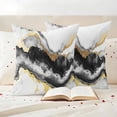 thumbnail image 3 of Black Marble Outdoor Waterproof Pillow Covers, Modern Gradient Abstract Waves Texture Decorative Square Throw Pillowcase Sofa Cushion Sham for Patio/Couch/Chair, 16"x16" 2 Pack, 3 of 8