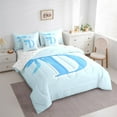 thumbnail image 4 of Manfei Bowtie Letter D 7pcs Bedding Comforter Set,Bowknot Monogrammed Theme Queen Bedding Sets,Blue Cartoon Bow Knot Queen Sheet Sets For Girl Teens,Ultra Soft Bedroom Decor Reversible, 4 of 9