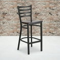 thumbnail image 3 of Flash Furniture 2 Pack HERCULES Series Black Ladder Back Metal Restaurant Barstool - Walnut Wood Seat, 3 of 13