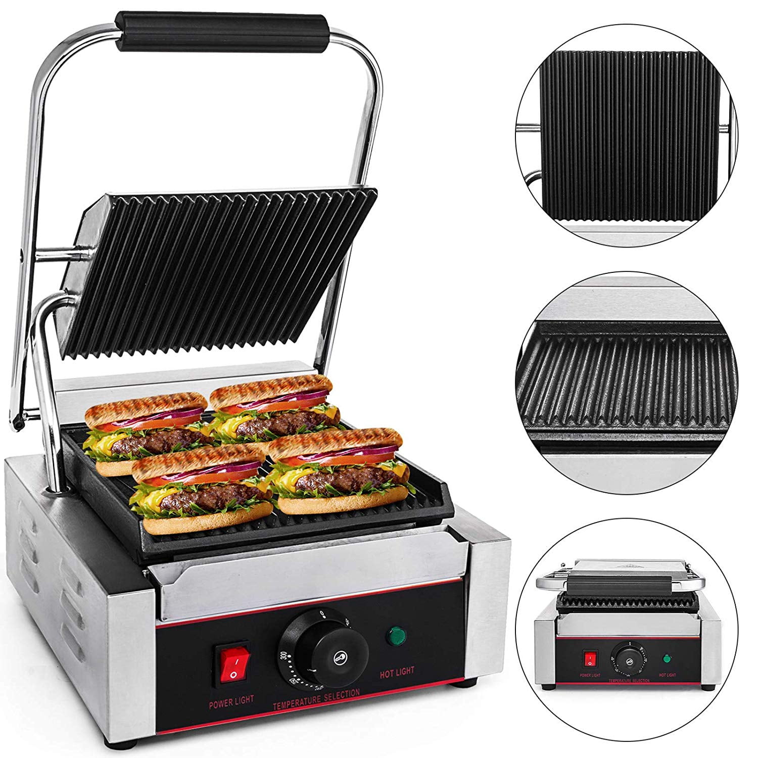 VEVOR 1800W Sandwich Press Gril Panini Maker with Adjustable