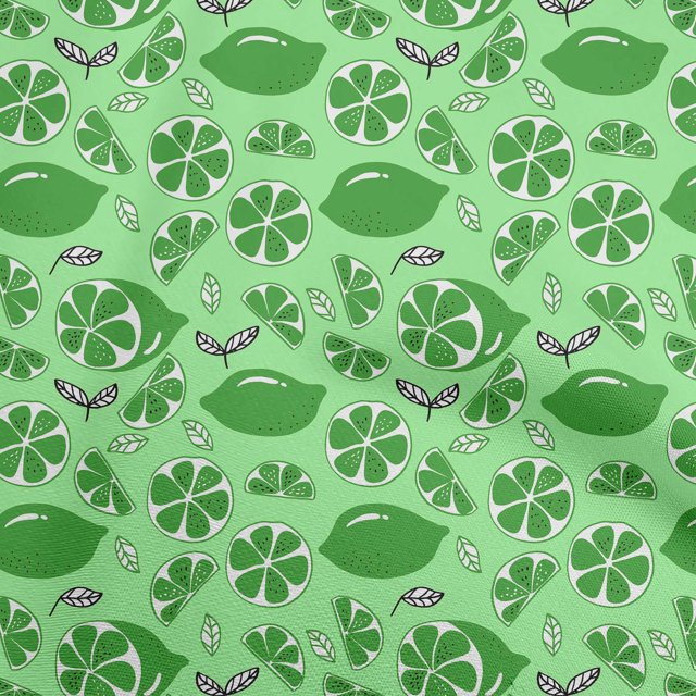 oneOone Polyester Spandex Light Green Fabric Fruits Lemon Sewing Material Print Fabric By The Yard 56 Inch Wide