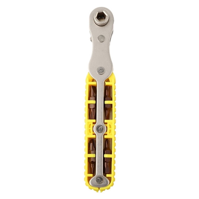 Bidirectional Ratchet Screwdriver Right Angle Wrench Cross Slotted Screwdriver Yellow
