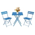 thumbnail image 1 of Space-Saving 3-Piece Patio Bistro Set – Collapsible Weather-Resistant Metal Table & 2 Chairs – Easy Storage – Blue (Old Model), Color: Old Blue, 1 of 8