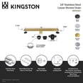 thumbnail image 4 of Kingston BSFK2427 Watercourse 24-Inch Stainless Steel Linear Shower Drain with Reversible Tile Insert and Flat Grate, Drain with Base Flange and Hair Strainer in Brushed Brass, 4 of 5