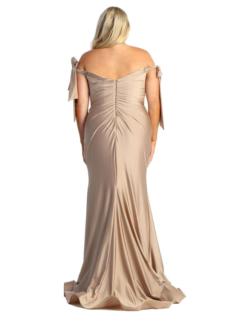 Womens Mocha Bridesmaid Prom Stretchy Long Cowl Neck Off The Shoulder Trumpet Plus Size Dress - Walmart.com Womens Mocha Bridesmaid Prom Stretchy Long Cowl Neck Off The Shoulder Trumpet Plus Size Dress - Walmart.com