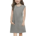 thumbnail image 2 of Jinhomg Sleeveless Summer Dress for Girls Casual Solid Midi Tank Dresses with Pockets Gray 4 Years, 2 of 9