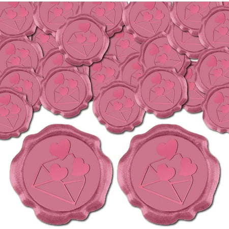 100pcs Pink Wax Seal Stickers Valentine s Day Decoration Stickers Vintage Adhesive Envelope Sealing Love Heart for Wedding Gift Wrapping Birthday Greeting Cards Making Hot Pink 1box