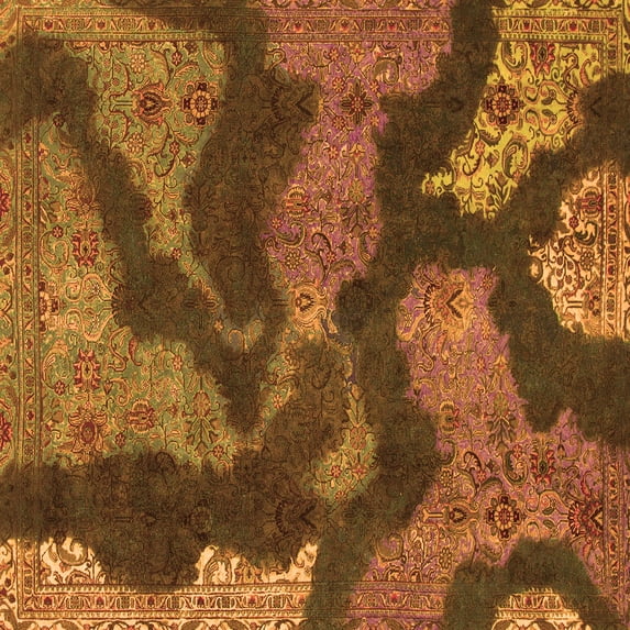 Ahgly Company Indoor Square Abstract Orange Modern Area Rugs, 7' Square