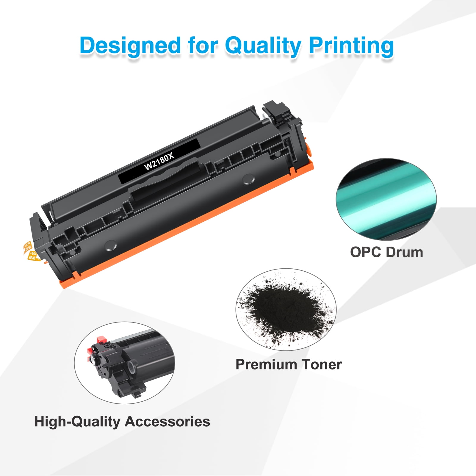 218X Toner Cartridges No-Chip Compatible for 218X W2180X 3201dw Color Laserjet Pro MFP 3301sdw 3301fdw 3201dw 3301cdw 3301 3201 Printer Ink Black Cyan Yellow Magenta, 4-Pack W2180A 218A Toner