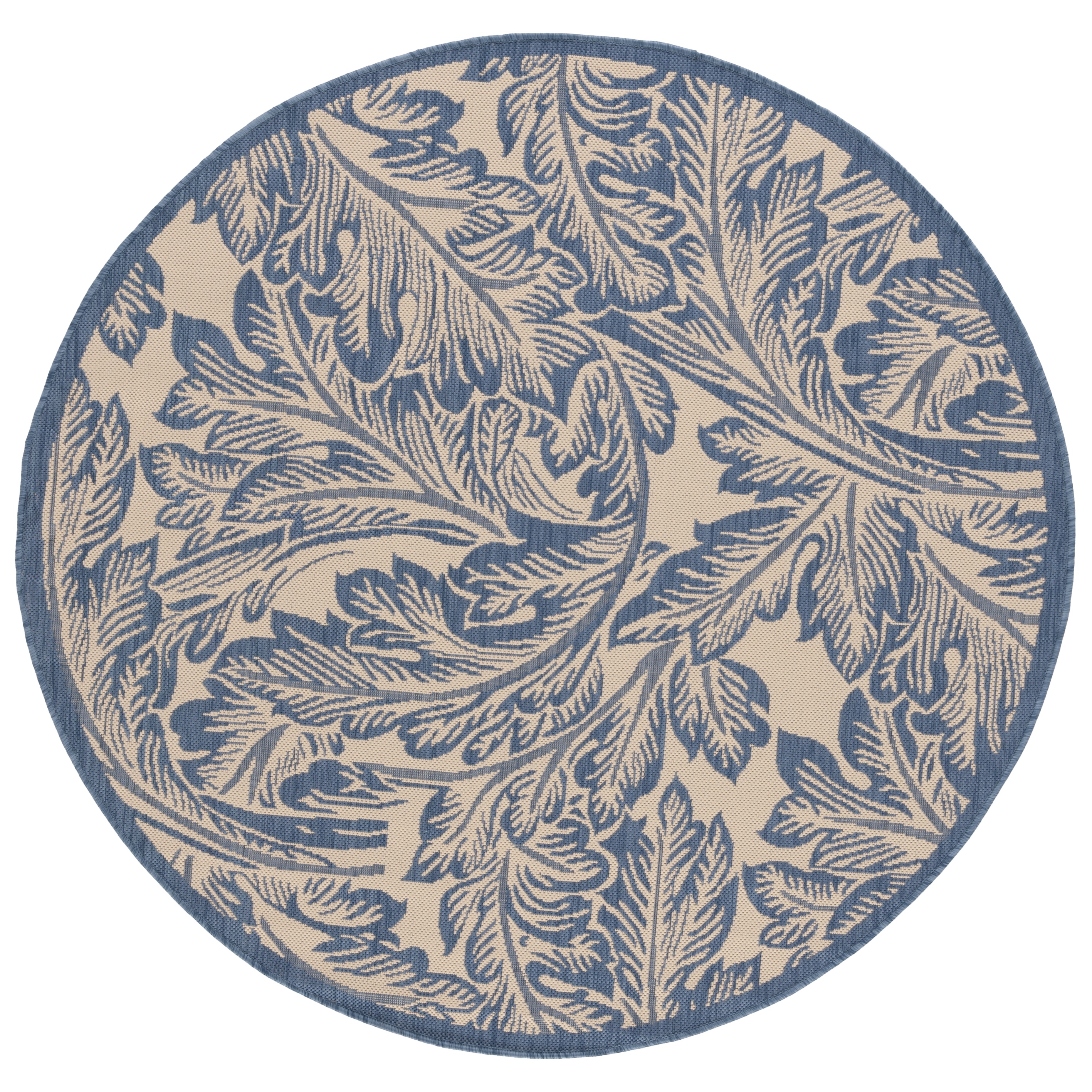 Safavieh Courtyard Connie Floral Indoor/Outdoor Area Rug, Natural/Blue, 5'3" x 5'3" Round