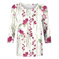 thumbnail image 3 of Patlollav Up to 65% off 3/4 Sleeve Shirts for Women 2024 Casual Summer Blouses Round Neck Print Pullover Trendy Loose T-Shirt, 3 of 6
