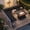 Black, variant on RADIATA Patio Aluminum Furniture Set with Fire Pit Table and Oversized 29" Seats, 7 Pieces Outdoor Sectional Conversation Sofa Set for Backyard, Poolside, 500 lb/Seat, White & Navy Blue
