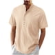 thumbnail image 1 of Mens Casual Manga Corta Botón Abajo Camisas, Verano Color Sólido, Cuello de Soporte Bolsillo Camisa Turndown, 1 of 9