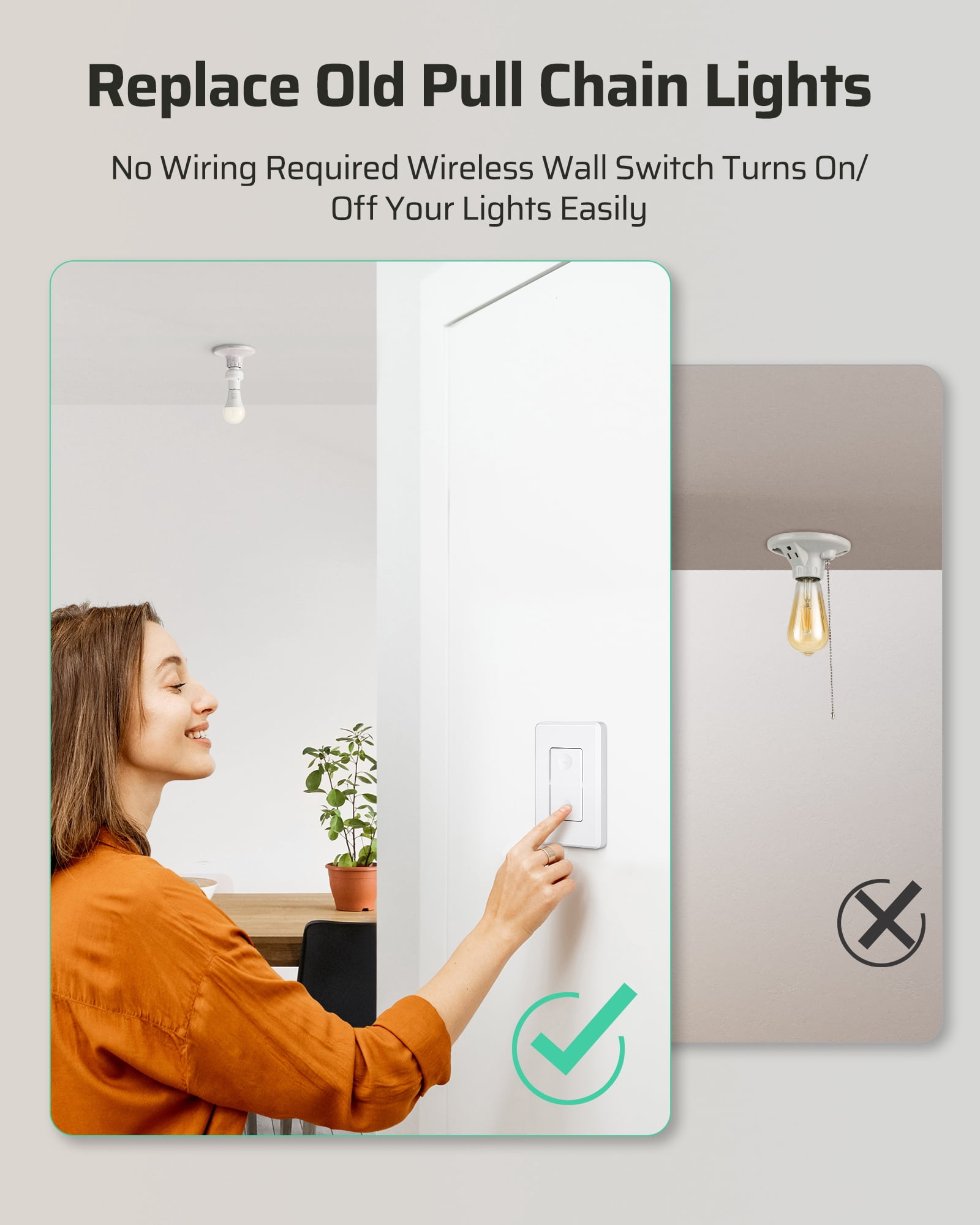 DEWENWILS Wireless Remote Control Light Socket (4 Pack) - Turns E26/E27 Bulbs Into Smart Lights