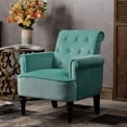 thumbnail image 2 of Elegant Button Tufted Club Chair Accent Armchairs Roll Arm Living Room Cushion with Wooden Legs, 2 of 7