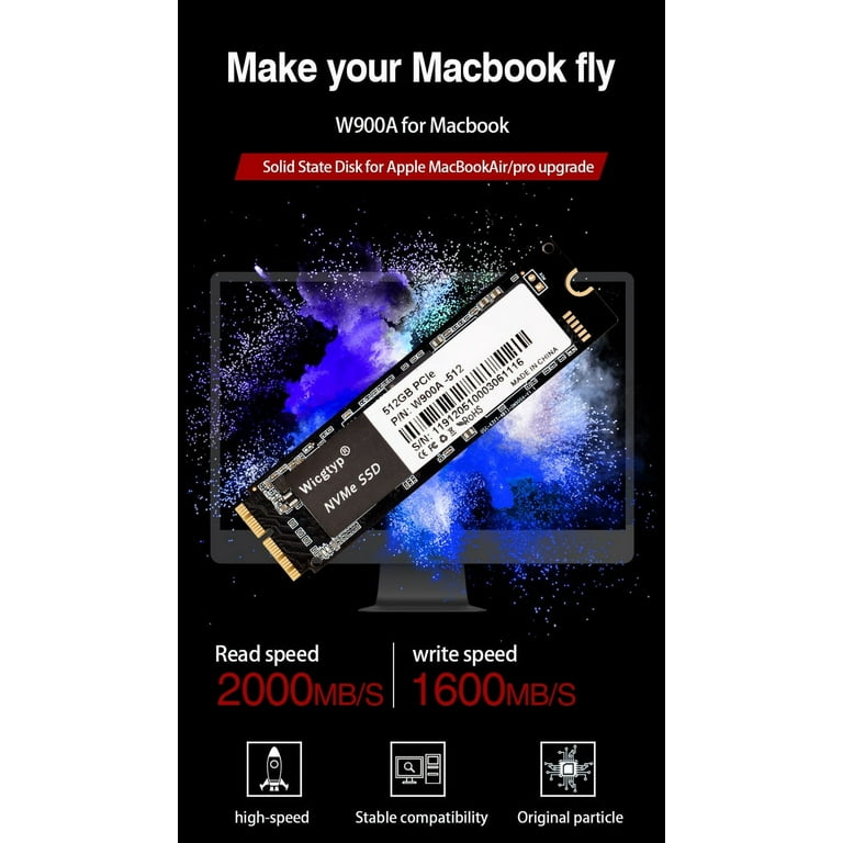 Wicgtyp SSD 512GB PCIe Internal Solid State Hard Drive for