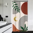 thumbnail image 4 of Stall Small Rv Bohemian Mid Century Shower Curtain Simple Abstract Arch Leaf 36Wx72H Inch Narrow Modern Contemporary Moon Green Gold Fabric Decor Bathroom Polyester Waterproof 7 Pack Hooks, 4 of 6