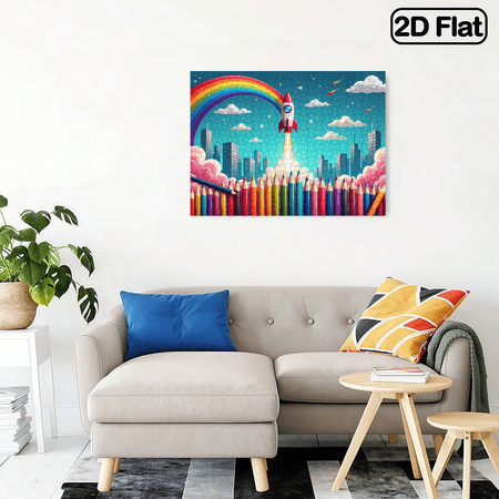500-piece adult jigsaw puzzle - Colorful Rocket.