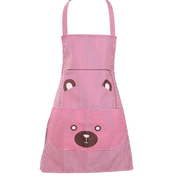 Delantal de cocina BuyWeek con estilo de dibujos animados de osos y rayas, poliéster, Rojo, azul, rosa, café, 65*62 cm
