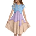 thumbnail image 2 of ZHOGXU Toddler Kids Girls Summer Dress Short Sleeve Round Neck Ice Cream Printed Flowy Lightweight Fashion Dresses For Casual Daily Wear,Sky Blue,10-11 Years, 2 of 5