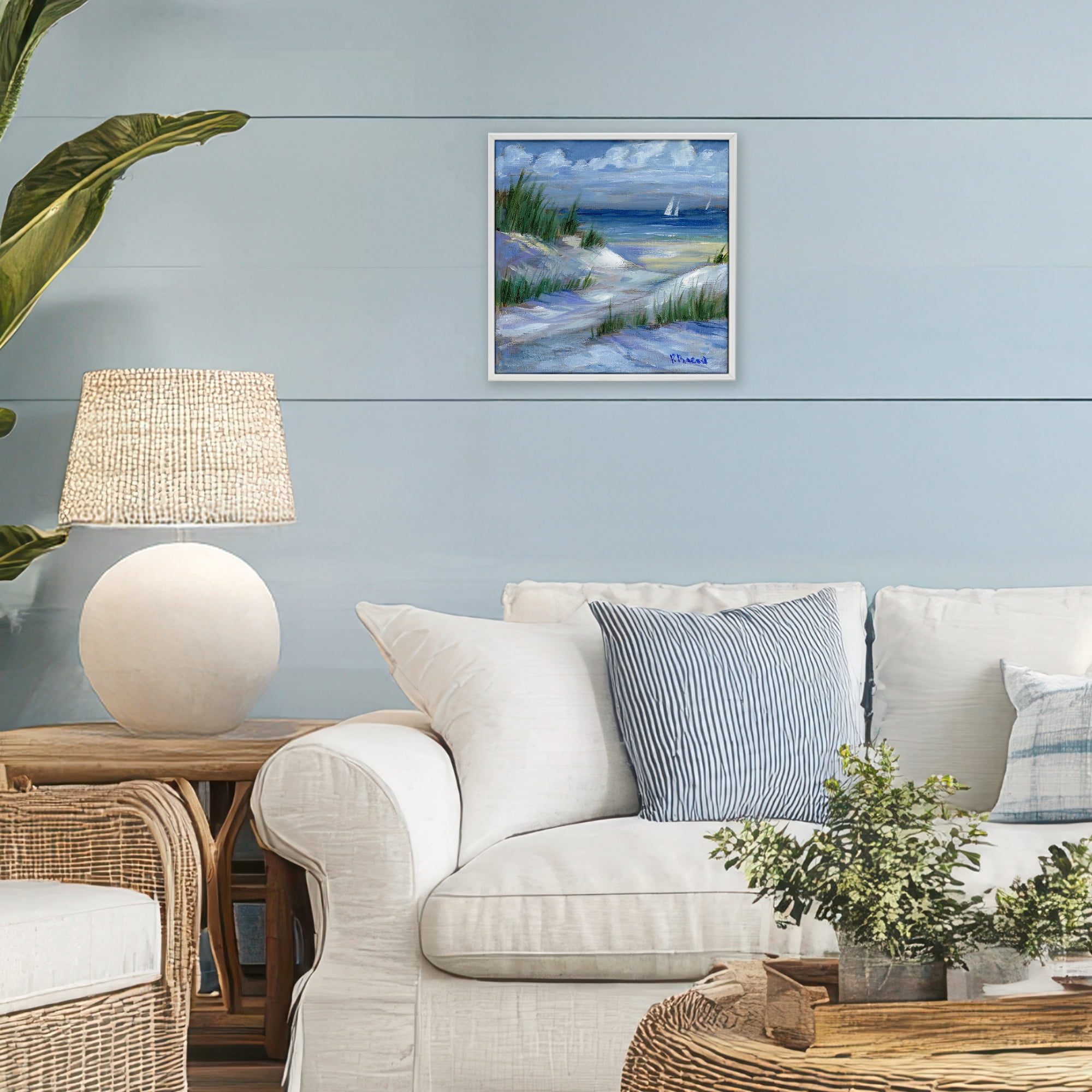 Stupell Industries Crooked Island Dunes & Sailboats White Framed Giclee Art, design by Paul Brent