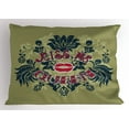thumbnail image 1 of Kiss Me Pillow Sham Kiss Quote with Flower and Leaf Silhouettes Typography Illustration, Decorative Standard King Size Printed Pillowcase, 36 X 20 Inches, Ruby Pale Green Dark Teal, by Ambesonne, 1 of 2