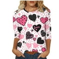 thumbnail image 2 of Qepwscx Womens Shirts 3/4 Long Sleeve Valentine'S Day Crewneck Sweatshirt Love Heart Printed Womens Blouses Plus Size Fall Tops Pullover Sweatshirt Graphic Tshirts Gifts Tee Tops, 2 of 7