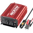 thumbnail image 1 of Inversor de corriente para coche POTEK de 500 W DC 12 V a AC 110 V 2 salidas AC, 1 of 7