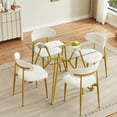 thumbnail image 3 of 35" Square Dining Table for 4, Tempered Glass Kitchen Table, Paproos Dining Room Table, Dinner Table with Metal Legs for Kitchen, Dining Living Room, Transparent & Gold(Only Table), 3 of 10