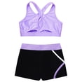 thumbnail image 2 of MSemis Kids Girls Workout Set Racer Back Sports Bra with Shorts Yoga Sports Set Lavender 12, 2 of 5