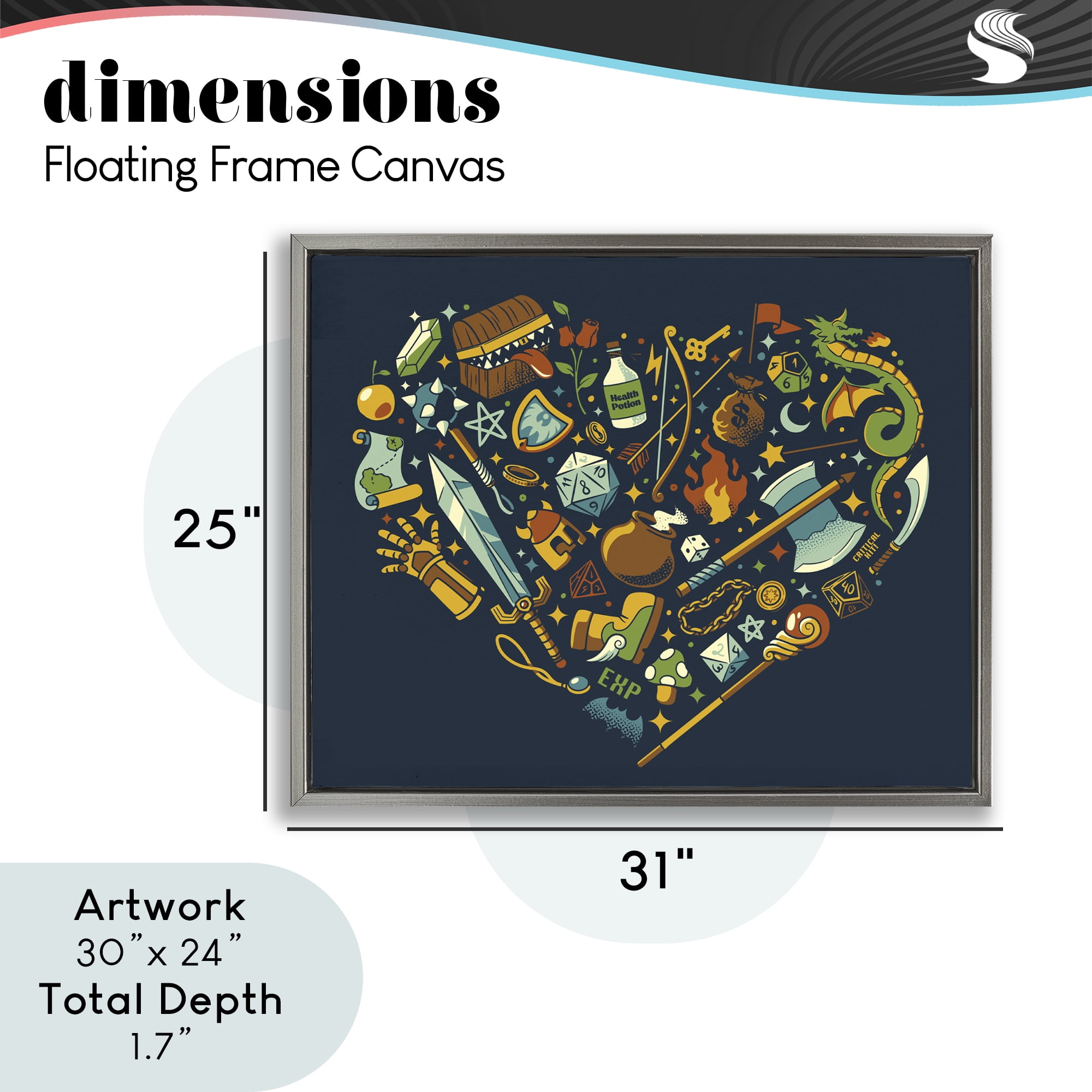 Stupell Industries Board Game RPG Trinkets Gray Framed Floater Canvas Wall Art, design by Tobe Fonseca