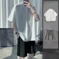 thumbnail image 3 of Camisetas negras, camisetas, pantalones cortos, trajes para hombres, camisetas lisas Kpop con estilo, ropa de verano, conjuntos para hombre, camisetas y tops holgados elegantes, novedad, 3 of 5